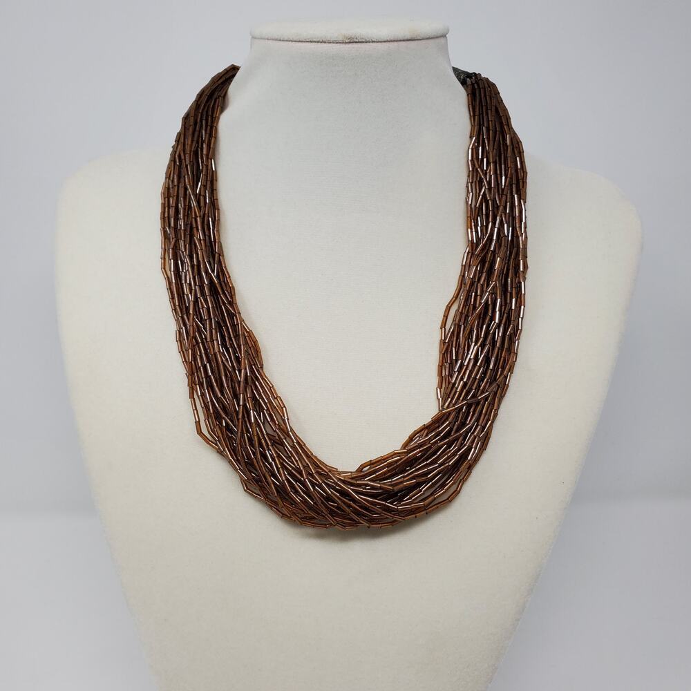 ✨ Boho Maximalist Twisted Rope Multi-Strand Copper Tone Statement Necklace